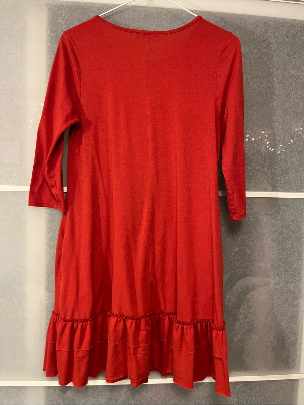 Red Orange Ruffle-Hem Long Top - Picture 4 of 5